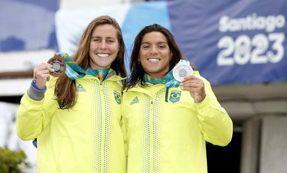 Pódio duplo do Brasil nas águas abertas do Pan