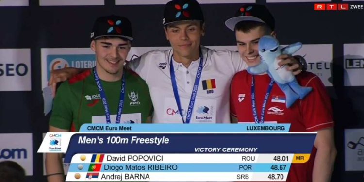 David Popovici bate o recorde de campeonato duas vezes nos 100 livre do Euro Meet