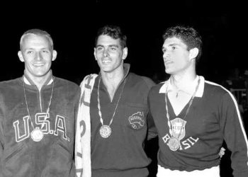 Nota de falecimento: Lance Larson campeão olímpico pódio com Manoel dos Santos Roma 1960