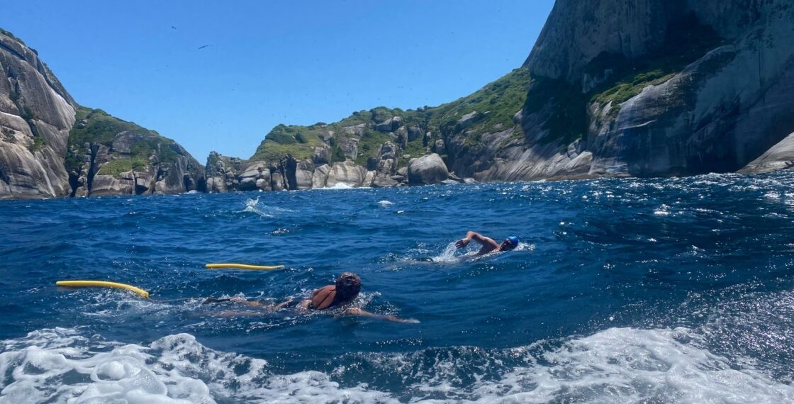 Nadando 7 km em torno da Ilha de Alcatrazes