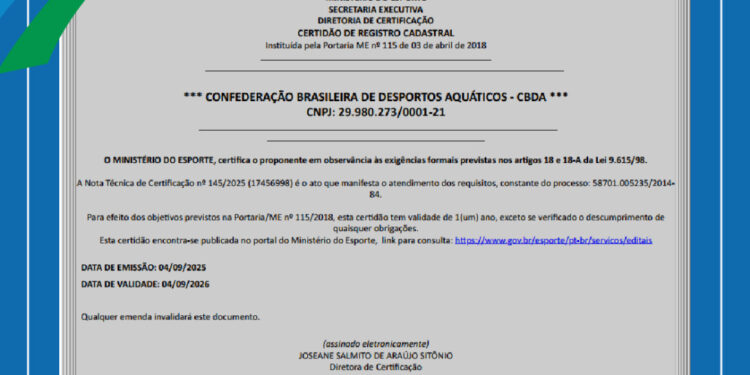 CBDA recupera certidões 18 e 18-A e volta a ter acesso a recursos público