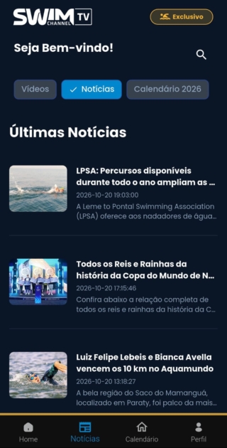 aplicativo swim channel - notícias